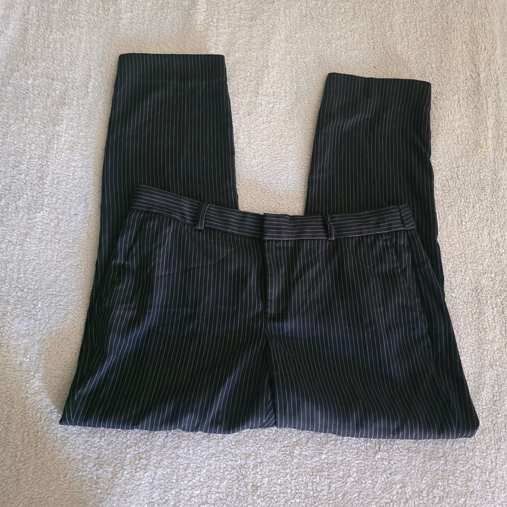 Banana Republic Avery Pinstripe Ankle Pants Black White Slim Fit Trousers 8